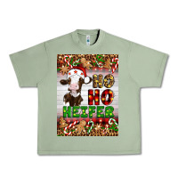 Oil Green Christmas Ho Ho Ho Heifer Urban Heavy Tee - Artiststas