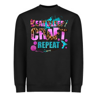 Black eat sleep craft repeat Heavyweight Sweatshirt - AdoDesignShop