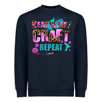 Navy eat sleep craft repeat Heavyweight Sweatshirt - AdoDesignShop