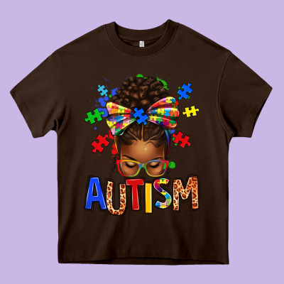 Autism Awareness Afro Messy Bu Heavy Core Tee Designed By Texasbilliewilder