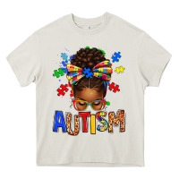 Cream Autism Awareness afro messy bu Heavy Core Tee - texasbilliewilder
