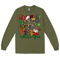 Army Green ho ho holy shit what a year christmas skeleton Long Sleeve Tee - Jasminsmagicworld