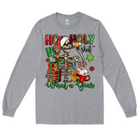 Heather Grey ho ho holy shit what a year christmas skeleton Long Sleeve Tee - Jasminsmagicworld