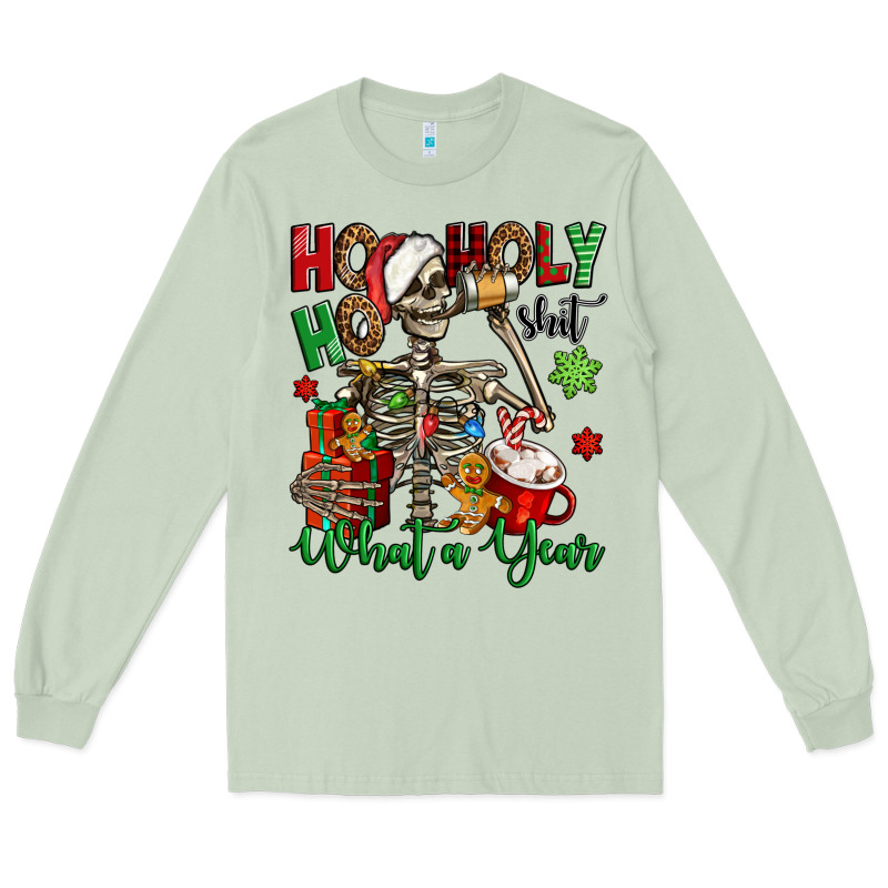 Ho Ho Holy Shit What A Year Christmas Skeleton Long Sleeve Tee by Jasminsmagicworld | Teevron
