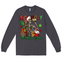 Smoke ho ho holy shit what a year christmas skeleton Long Sleeve Tee - Jasminsmagicworld
