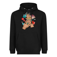 Black Western Nail Art With Nail Material Bbs Heavyweight Hoodie - BundleAndBundleShop