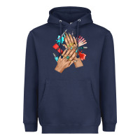 Navy Western Nail Art With Nail Material Bbs Heavyweight Hoodie - BundleAndBundleShop
