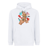 White Western Nail Art With Nail Material Bbs Heavyweight Hoodie - BundleAndBundleShop