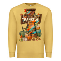 Antique Gold thankful fall cross Premium Sweatshirt - BundleAndBundleShop