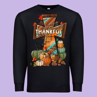 Thankful Fall Cross Premium Sweatshirt Designed By Bundleandbundleshop