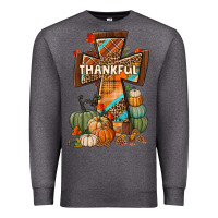 Charcoal Heather thankful fall cross Premium Sweatshirt - BundleAndBundleShop