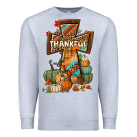 Heather Grey thankful fall cross Premium Sweatshirt - BundleAndBundleShop