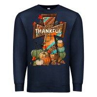 Navy thankful fall cross Premium Sweatshirt - BundleAndBundleShop