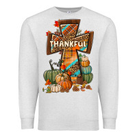 Oatmeal Heather thankful fall cross Premium Sweatshirt - BundleAndBundleShop