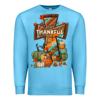 Ocean Blue thankful fall cross Premium Sweatshirt - BundleAndBundleShop