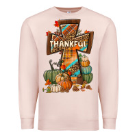 Pale Pink thankful fall cross Premium Sweatshirt - BundleAndBundleShop