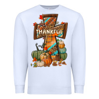 White thankful fall cross Premium Sweatshirt - BundleAndBundleShop