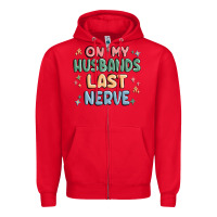 Red on my husbands last last nerve Zipper Hoodie - MaliasSmallBusiness