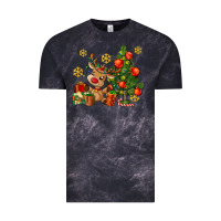 Cloud Black reindeer and christmas tree Vintage Tee - AdoDesignShop