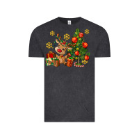 Vintage Black reindeer and christmas tree Vintage Tee - AdoDesignShop