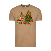 Vintage Coffee reindeer and christmas tree Vintage Tee - AdoDesignShop