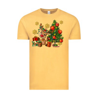 Vintage Mustard reindeer and christmas tree Vintage Tee - AdoDesignShop