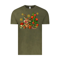 Vintage Olive reindeer and christmas tree Vintage Tee - AdoDesignShop