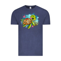 Vintage Denim ocean with turtle Vintage Tee - AdoDesignShop