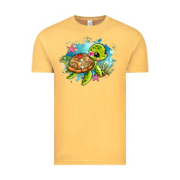 Vintage Mustard ocean with turtle Vintage Tee - AdoDesignShop