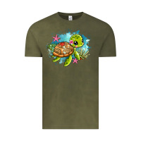 Vintage Olive ocean with turtle Vintage Tee - AdoDesignShop