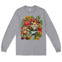Heather Grey western gnome truck cactus sunflower Long Sleeve Tee - BarkalooDesign