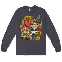 Smoke western gnome truck cactus sunflower Long Sleeve Tee - BarkalooDesign