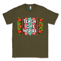 Army Green teach love inspire brushstroke with  and pen leopard Classic Tee - Artiststas