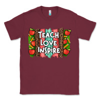 Burgundy teach love inspire brushstroke with  and pen leopard Classic Tee - Artiststas