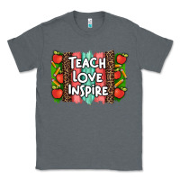 Charcoal Heather teach love inspire brushstroke with  and pen leopard Classic Tee - Artiststas