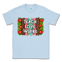 Dusty Blue teach love inspire brushstroke with  and pen leopard Classic Tee - Artiststas