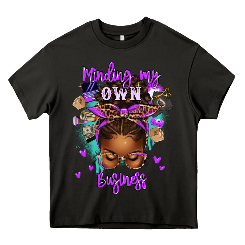 Minding My Own Business Afro Messy Bun Heavy Core Tee by texasbilliewilder | Teevron