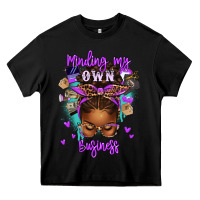 Black minding my own business afro messy bun Heavy Core Tee - texasbilliewilder