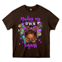 Chocolate Brown minding my own business afro messy bun Heavy Core Tee - texasbilliewilder