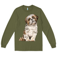 Army Green Shih Tzu Dog Long Sleeve Tee - LillyAllenDesigns
