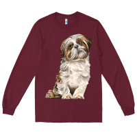 Burgundy Shih Tzu Dog Long Sleeve Tee - LillyAllenDesigns