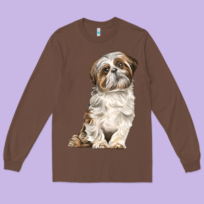 Shih Tzu Dog Long Sleeve Tee Designed By Lillyallendesigns