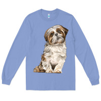 Colony Blue Shih Tzu Dog Long Sleeve Tee - LillyAllenDesigns