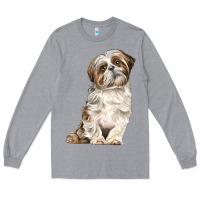 Heather Grey Shih Tzu Dog Long Sleeve Tee - LillyAllenDesigns