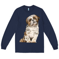 Navy Shih Tzu Dog Long Sleeve Tee - LillyAllenDesigns
