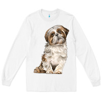 White Shih Tzu Dog Long Sleeve Tee - LillyAllenDesigns