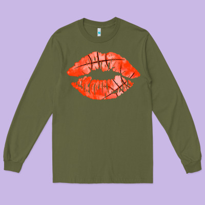 Basketball Lips Long Sleeve Tee Designed By Adodesignshop