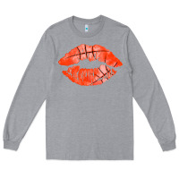Heather Grey basketball lips Long Sleeve Tee - AdoDesignShop