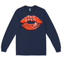 Navy basketball lips Long Sleeve Tee - AdoDesignShop