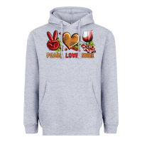 Heather Grey Peace Love Wine Heavyweight Hoodie - BundleAndBundleShop